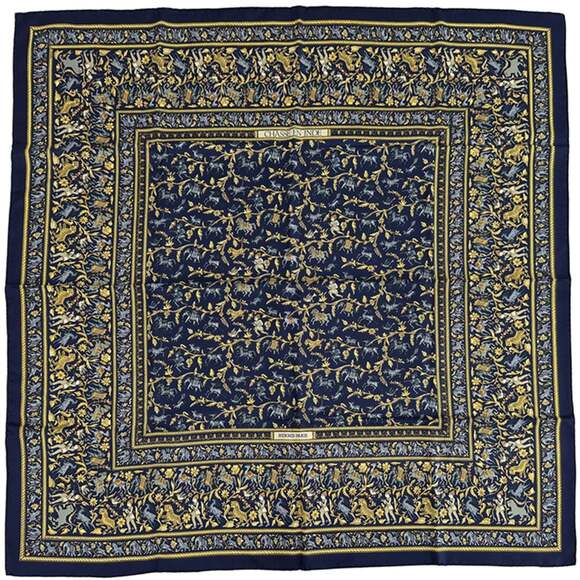 HERMES Authentic Blue Silk Scarf - Picture 1 of 6